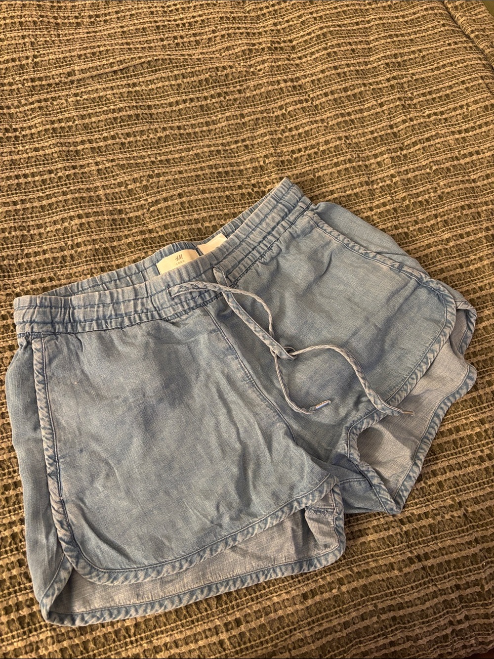 H&M Light Blue Women's Linen Drawstring Shorts